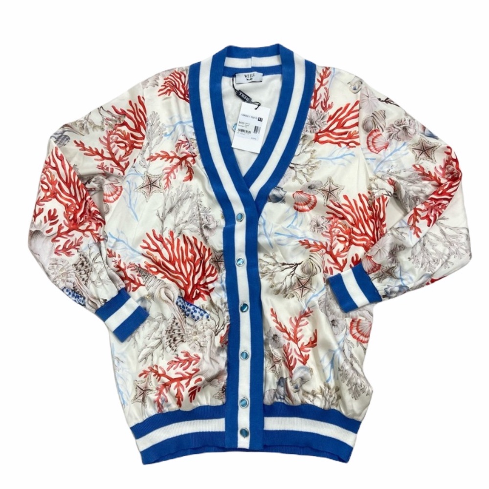 Weill Paris NWT Cardigan ocean coral print 42/10 - Picture 3 of 12